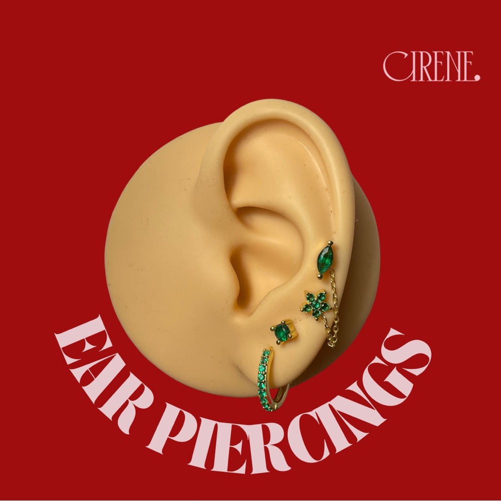 Ear piercings 18K gold plated 5piece set